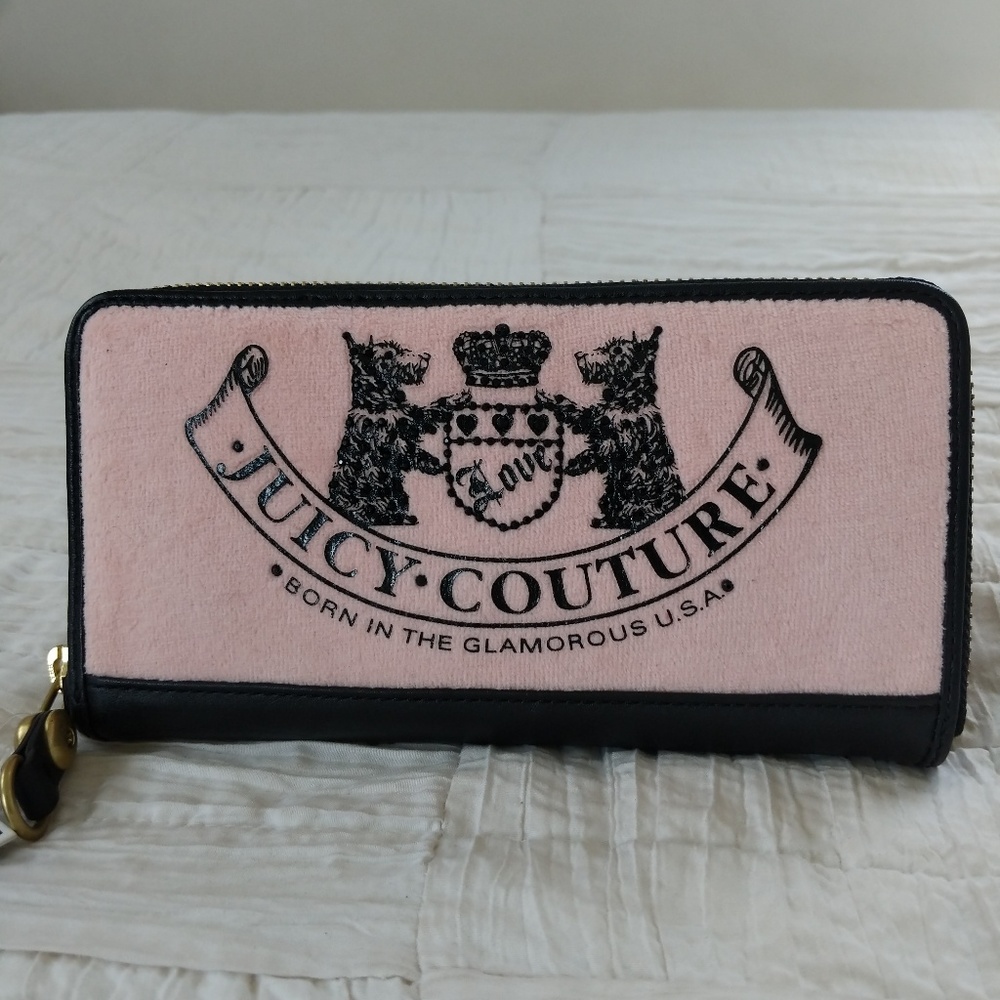 Juicy Couture vintage pink and black logo wallet